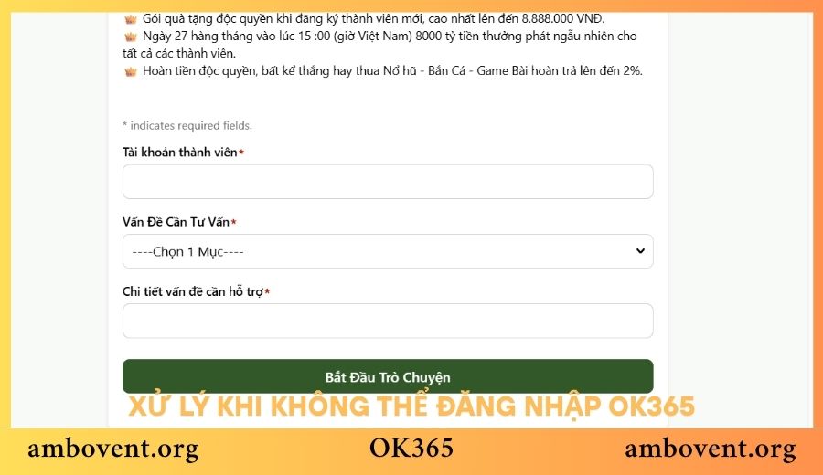 Cách xử lý lỗi không thể đăng nhập OK365