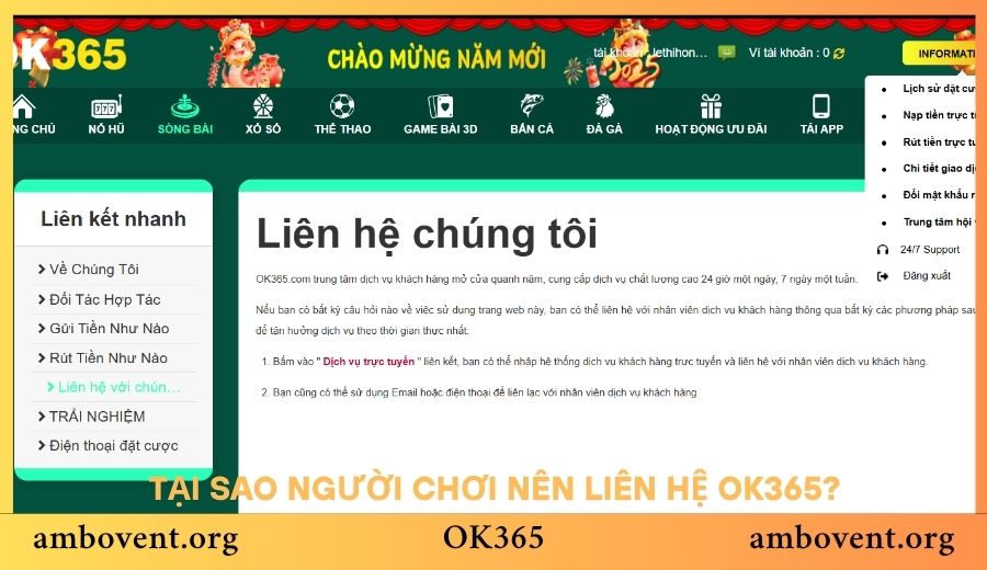 Vì sao người chơi nên liên hệ OK365 khi có thắc mắc?